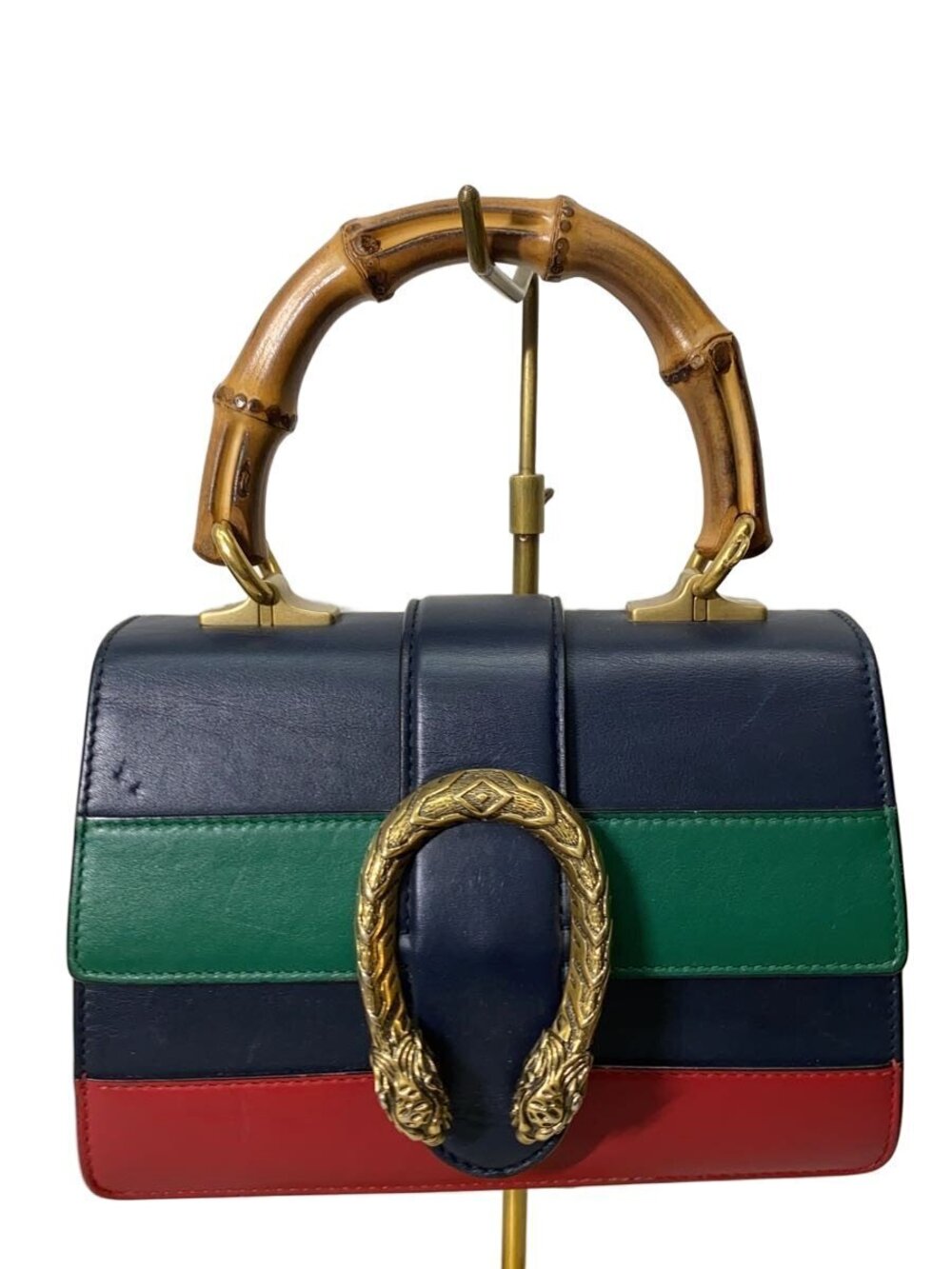 Gucci Moon Calfskin Bamboo Web Top Bag tricolor Multicolor Blue